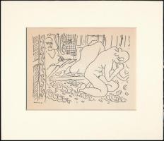 Henri Matisse (1869-1954): Festő és aktmodell, cinkográfia, papír, jelzett a nyomaton, paszpartuban, 11×14,5 cm