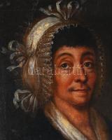 Jelzés nélkül, XVIII. sz. festő: Női portré, olaj, vászon, restaurált. Fakeretben. 57×46 cm