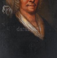 Jelzés nélkül, XVIII. sz. festő: Női portré, olaj, vászon, restaurált. Fakeretben. 57×46 cm