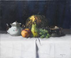 Molnár Z. János (1880-1960): Csendélet. Olaj, vászon, jelzett. Restaurált. 55x68 cm