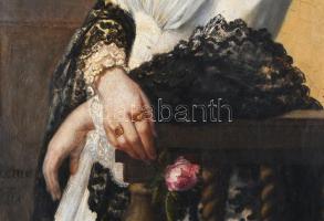 Olvashatatlan (Thieme?) jelzéssel: Fiatal hölgy portréja, 1855 (biedermeier szépség). Olaj, vászon. ...