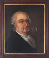 Jelzés nélkül, XVIII. sz. festő: Portré, olaj, vászon, restaurált, dublírozott. Fakeretben. 57×46 cm