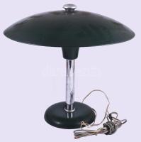 cca 1930/45 Metallwerk Werner Schröder gyár, Max Schmuacher designer: "Schröder 2000" asztali lámpa. Jelzett. Fém, gombja hiányzik, kopással, d: 44 cm, m: 40 cm /// circa 1930/45, Metallwerk Werner Schröder factory, designer Max Schumacher: "Schröder 2000" desk lamp. Metal, missing button, with wear, diameter: 44 cm, height: 40 cm.