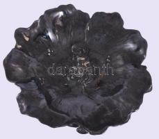 Szecessziós asztali fém kínáló tál. Jelzés nélkül, d: 23 cm, m: 18,5 cm