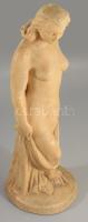 Azonosítatlan jelzéssel: Art deco női akt. Festett gipsz, kopással, m: 43 cm