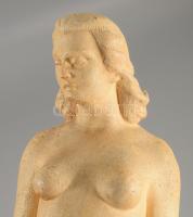 Azonosítatlan jelzéssel: Art deco női akt. Festett gipsz, kopással, m: 43 cm