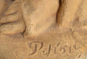 Azonosítatlan jelzéssel: Art deco női akt. Festett gipsz, kopással, m: 43 cm