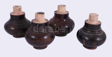 3 darab antik fa szekrényláb, kopással.