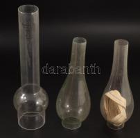 3 darab antik petróleumlámpa üveg