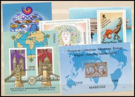 1986-1989 Kis tétel, 13 db borítékban, benne blokk, emlékív összefüggések, több példányok (~20.000)