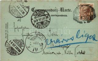 1898 Pola, Pula; Arena / utcakép az amfiteátrummal este holdfényben, kikötő. Alois Beer / street vie...