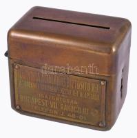 Corvina Általános Biztosító R.T réz persely, 9x7,5 cm