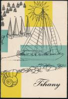 cca 1960 Tihany leporelló 5 db képeslappal