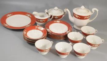 Kínai süteményes és kávés készlet, jelzett, teljes, kopással