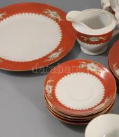 Kínai süteményes és kávés készlet, jelzett, teljes, kopással