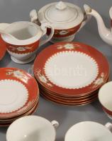 Kínai süteményes és kávés készlet, jelzett, teljes, kopással