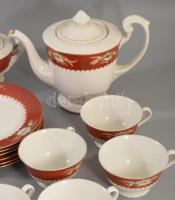 Kínai süteményes és kávés készlet, jelzett, teljes, kopással