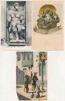 21 db RÉGI képeslap kultúra és művészet témában / 21 pre-1945 postcards in art and culture