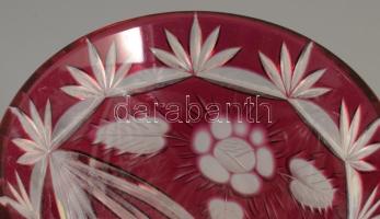 Ajkai színesen pácolt kristály váza, jelzett, kopással, m: 27,5 cm