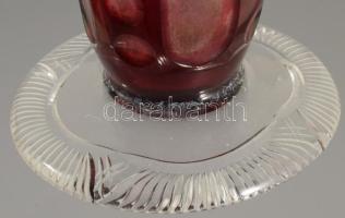 Ajkai színesen pácolt kristály váza, jelzett, kopással, m: 27,5 cm