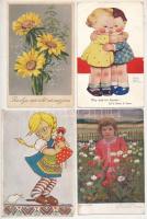 12 db RÉGI üdvözlő képeslap vegyes minőségben / 12 pre-1945 greeting postcards in mixed quality