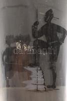 Antik parádi kúrapohár, cserkész ábrázolással, pattogzással, m: 11 cm