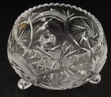 Ólomkristály kínáló, jelzett, kis pattogzással, d: 18 cm