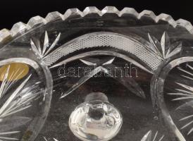 Ólomkristály kínáló, jelzett, kis pattogzással, d: 18 cm