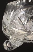 Ólomkristály kínáló, jelzett, kis pattogzással, d: 18 cm