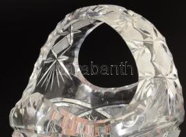 Ólomkristály kosár alakú kínáló, 15x14 cm