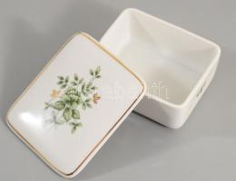 Hollóházi Erika mintás bonbonier, jelzett, hibátlan, 9x8 cm