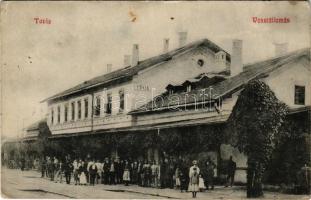 Tövis, Teius; vasútállomás. Izrael Adolf kiadása / railway station (EB)