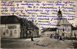 1910 Szeged, Templom tér. Alth Lajos dohány és szivar, könyv és papír üzlete és saját kiadása (ázott sarkak / wet corners)