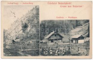 1911 Stájerlak, Steierlak, Stájerlakanina, Steierdorf, Anina; Judina-hegy, Erdőház, erdészet. Hollschütz kiadása / Judina-Berg, Waldhaus / mountain, forestry house (EK)