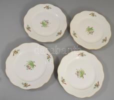 Herendi 4 darab hecsedli mintás tál, jelzett, 2. oszt., kis kopással, d: 19,5 cm