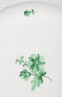 Herendi zöld virágmintás kínáló 3 tállal, jelzett, 2. oszt., d: 15-25,5 cm