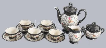 Bavaria 5 személyes virágmintás mokkás készlet, jelzett, kopással