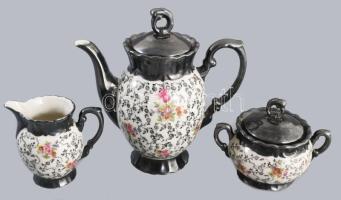 Bavaria 5 személyes virágmintás mokkás készlet, jelzett, kopással