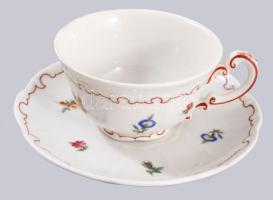 Zsolnay tollazott virágmintás kávés készlet, csésze- és fedőhiánnyal, jelzett