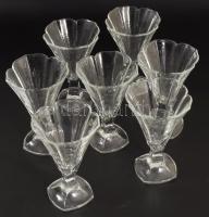 7 darabos francia fagylaltos kehely szett, jelzett, m: 15 cm