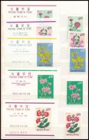 Virág motívum tétel sorokkal, összefüggésekkel dél-koreai blokkokkal, 4 közepes berakólapon