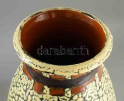 Király Gábor: ugrasztott mázas nagyváza. Jelzett, hibátlan, 47,5 cm