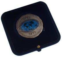 Olaszország 1971. "Italcable 50. évforduló" kétoldalas, részben zománcozott, jelzett Ag emlékérem, dísztokban (20,84g/0.925/37mm) T:AU Italy 1971. "Italcable 50th anniversary" double-sided, partially enamelled Ag medallion in case (20,84g/0.925/37mm) C:AU