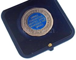 Olaszország 1971. "Italcable 50. évforduló" kétoldalas, részben zománcozott, jelzett Ag em...