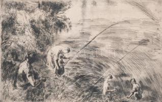 Aszódi Weil Erzsébet (1901-1976): Hangverseny a Rákóczi várban (Sárospatak). Rézkarc, papír, jelzett üvegezett keretben, 19x29 cm