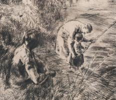 Aszódi Weil Erzsébet (1901-1976): Hangverseny a Rákóczi várban (Sárospatak). Rézkarc, papír, jelzett...