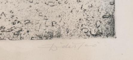 Dudás Jenő (1900-1991): Tihany. Rézkarc, papír, jelzett üvegezett keretben 29x39cm