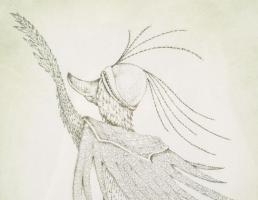 K. Bereczky Ildikó: Allegória. Színezett rézkarc. Jelzett, sorszámozott. 4/50. 25x17 cm Üvegezett ke...