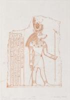 K. Bereczky Ildikó: Egyiptom. Színezett rézkarc. Jelzett, sorszámozott. 19/50. 32x21 cm Üvegezett keretben.