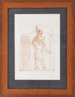 K. Bereczky Ildikó: Egyiptom. Színezett rézkarc. Jelzett, sorszámozott. 19/50. 32x21 cm Üvegezett ke...